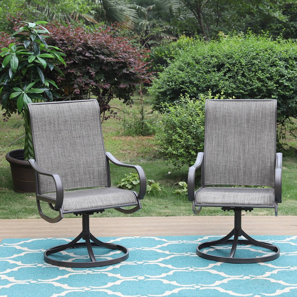 2pc Patio Swivel Rocking Chairs - Gray - Captiva Designs