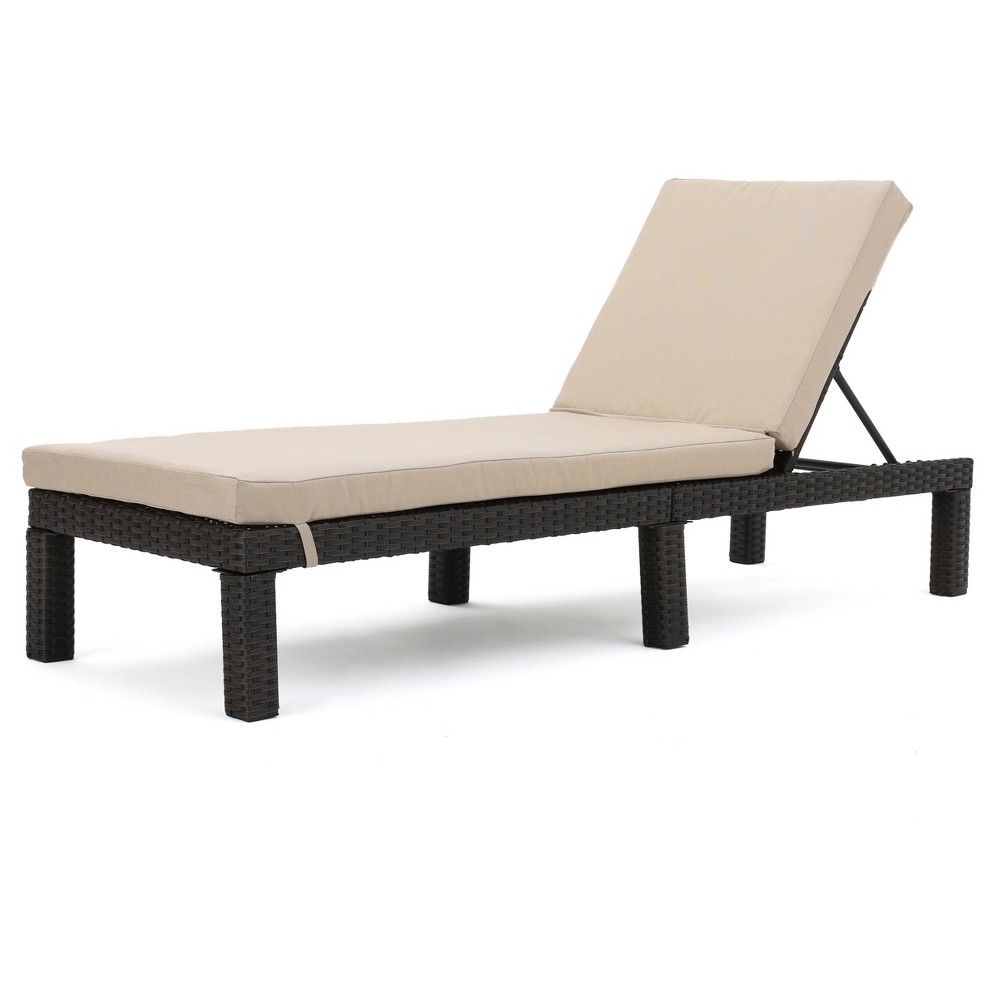 Photos - Garden Furniture Puerta Wicker Chaise Lounge - Dark Brown - Christopher Knight Home