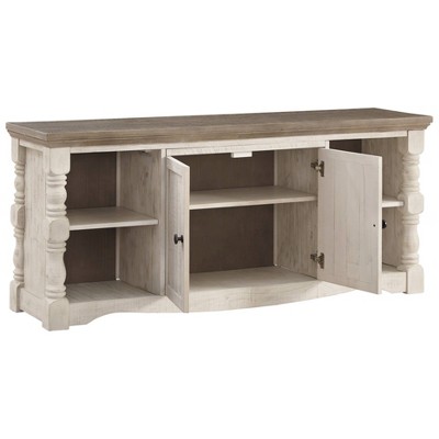 Havalance 67" White and Brown Two-Tone TV Stand with Cabinet