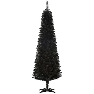 HOMCOM 6 FT Artificial Christmas Pencil Tree Holiday Xmas Tree Home Indoor Decoration, Black - 1 of 4