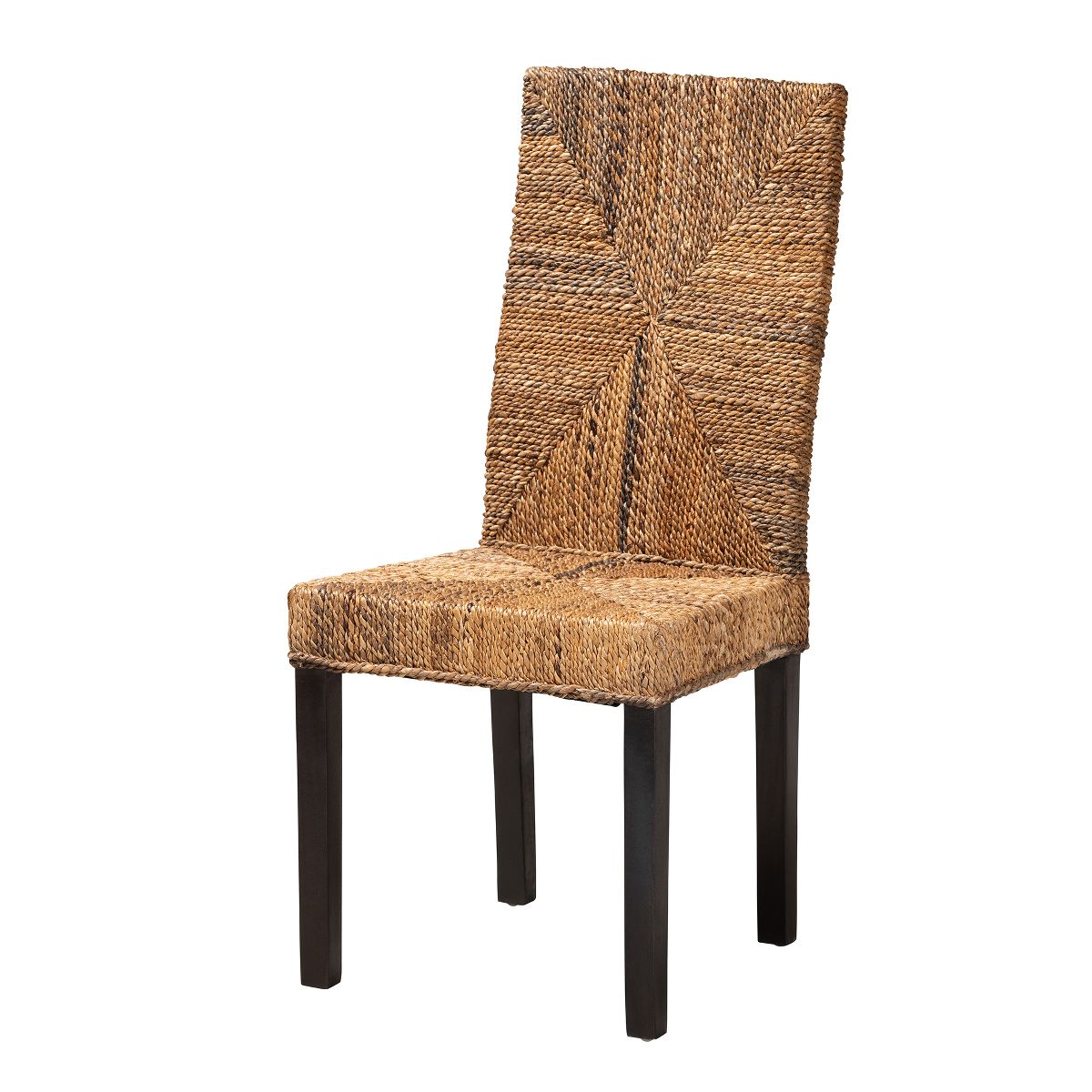 bali & pari Laymi Modern Bohemian Dark Brown Mahogany Wood and Seagrass Dining Chair - thumbnail 2