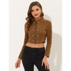 Allegra K Women's Stand Collar Zip Up Faux Suede Cropped Jacket - 2 of 4