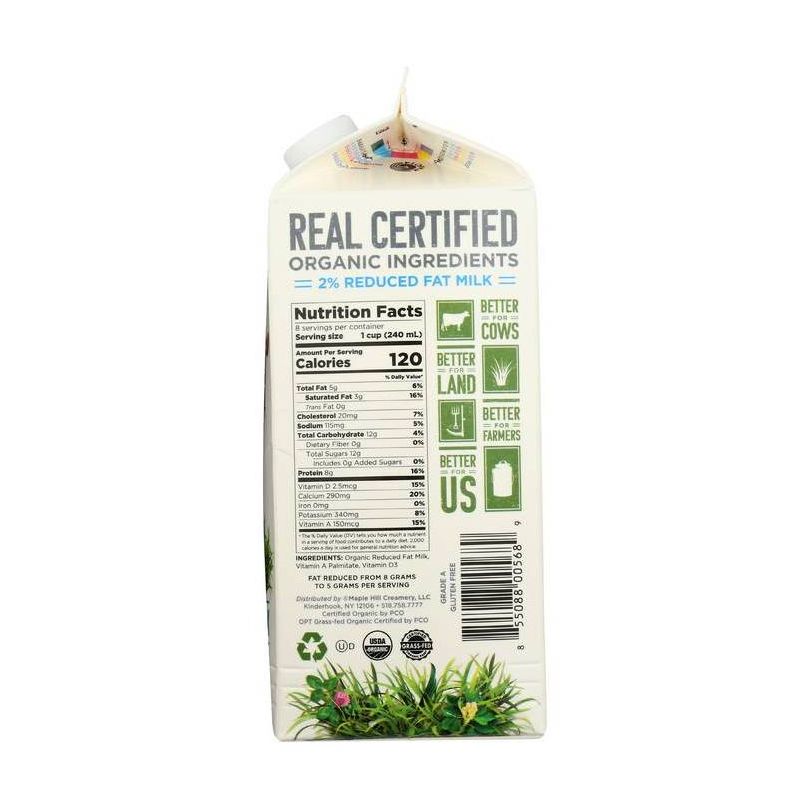 Maple Hill 100% Grassfed Organic 2% Reduced Fat Milk - 0.5gal, 3 of 6