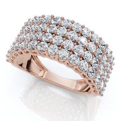 Pompeii3 3Ct Diamond Wide Four Row Anniversary Ring Gold Lab Created