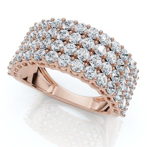 Pompeii3 3Ct Diamond Wide Four Row Anniversary Ring Gold Lab Created - 1 of 4