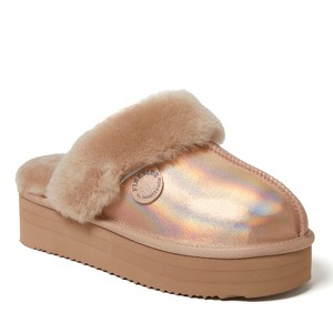 Fireside by Dearfoams Women's Melton Genuine Shearling Platform Scuff Slipper - 1 of 4
