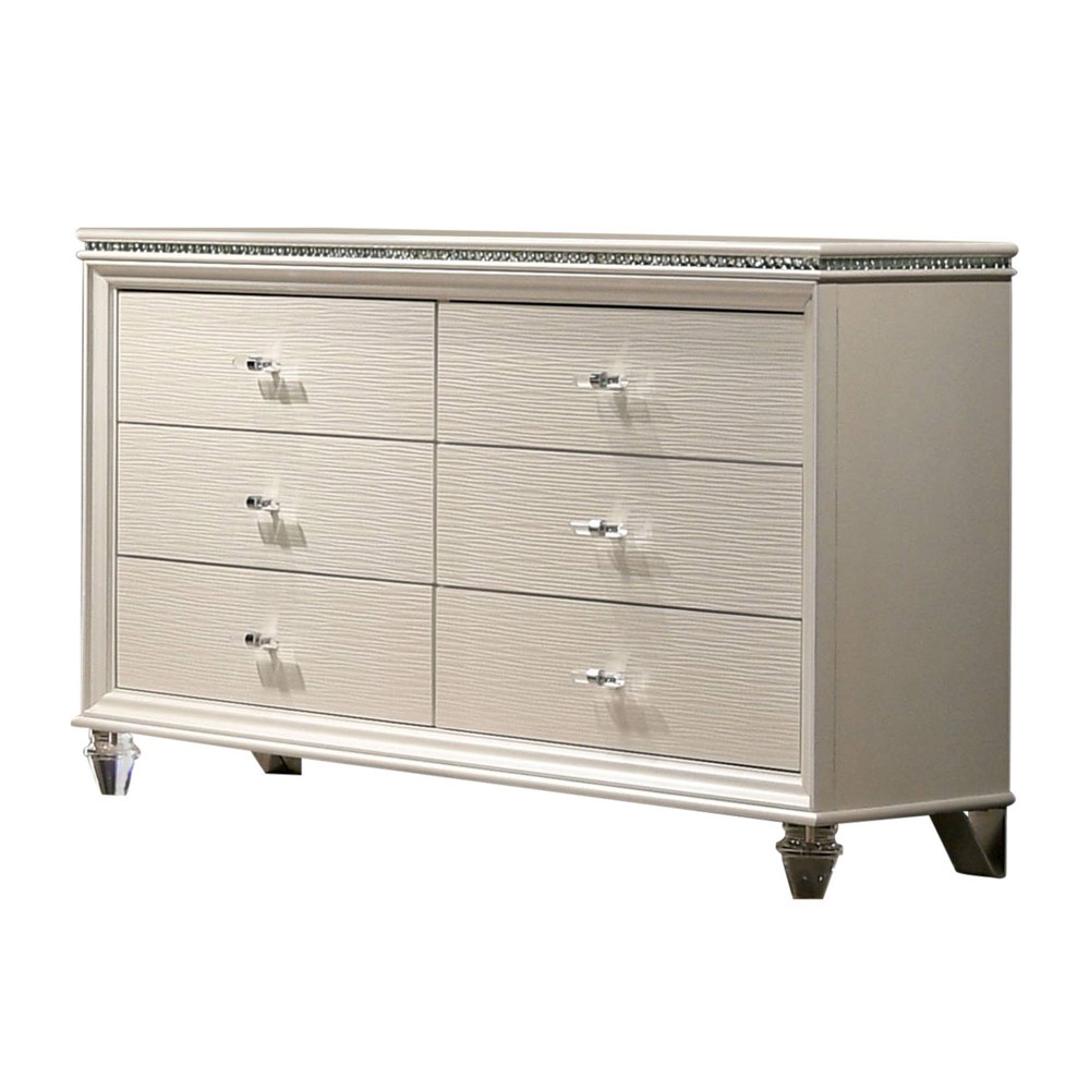 Photos - Dresser / Chests of Drawers Fosset 6 Drawer Acrylic Legs Dresser Pearl White - HOMES: Inside + Out