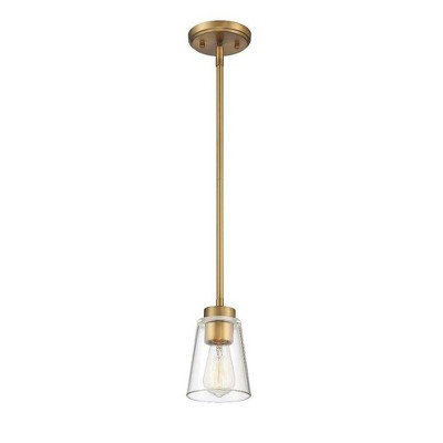 Calhoun Warm Brass Glass Mini Pendant Light