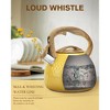 Itopfox Stovetop Teapot with Loud Whistle, Food Grade Stainless Steel and Smooth Wood Handle, Elegant Yellow Design for Tea, Coffee, Hiking, Picnic - 2 of 4
