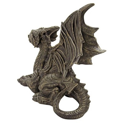 Desmond Dark Gray Resin Dragon Statue with Majestic Wings