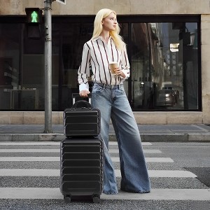 Whisen 14"/20" 2-Size Travel Luggage, ABS Hard Shell Spinner Wheel Luggage, 14" Cosmetic Case with Combination Lock - 1 of 4