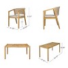 5-Piece Outdoor Dining Set for 4 People, Rope Woven Backrest Chairs and Acacia Table, Acacia Dining Chairs with Foam Cushions-Coolbibila - 3 of 4