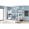 Full over Full Bunk Bed with Twin Size Trundle and Ladder-Gray - 3 of 4