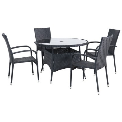 Northlight 5-Piece Venice Black Woven Resin Wicker Outdoor Patio Dining Set