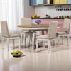 5-Piece Dining Table Set, Round Extendable Wood Table with Leaf and 4 Upholstered Chairs, Solid Wood Frame, Distressed Finish for Dining Room - 2 of 4