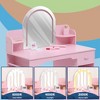 Kids Vanity with Lighted Mirror & Stool, Girls Makeup Vanity Desk with Bookshelf, Drawer, Open Shelves & Accessories - 4 of 4