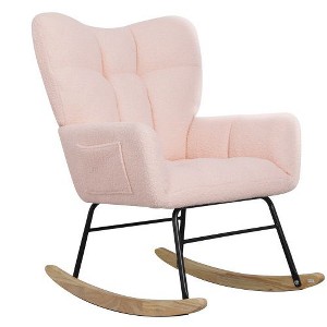 NicBex Velvet Glider Rocking Chair, Upholstered Nursery Rocking Chairs with High Backrest,Modern Rocking Chair,Nursing Chair for Bedroom - 1 of 4