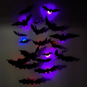 Luminous Bats Wall Decor, 48PCS Halloween Decoration Bats, Realistic 3D Black Bat Wall Stickers - 1 of 4