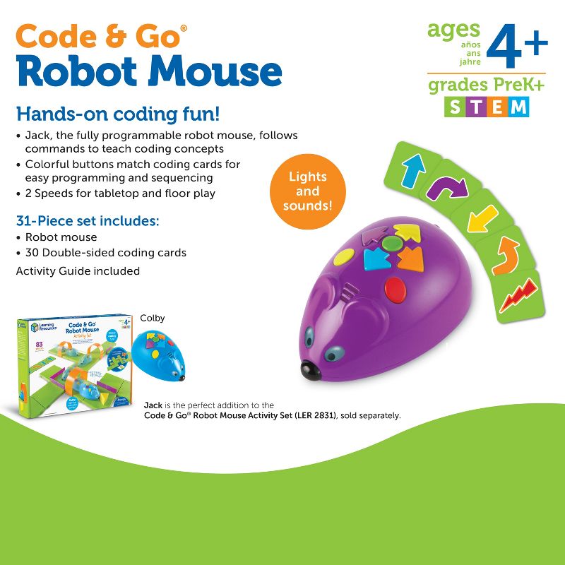 Learning Resources Code & Go Programmable Robot Mouse - 31 Pieces, Ages 4+ Coding for Kids, 5 of 6