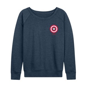 Women's - Marvel - Captain America Icon Lightweight French Terry Wide Neck Long Sleeve Shirt - 1 of 4