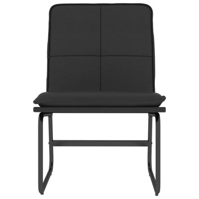 Black Faux Leather Armless Accent Chair with Metal Frame