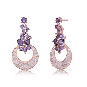 Guili Sterling Silver Crescent Moon Inspired Dangling Earrings with Colored Cubic Zirconia, A Mystical and Elegant Piece to Complete Your Collection - 1 of 3