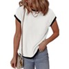 Womens Top Short Sleeve Ribbed Knit Crew Neck Basic Casual T Shirt - 3 of 3