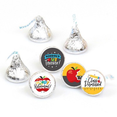 Big Dot of Happiness Teacher Retirement - Happy Retirement Party Round Candy Sticker Favors - Labels Fit Hershey's Kisses (1 sheet of 108)