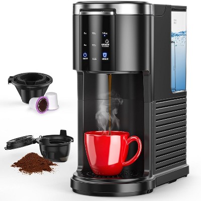 ZAFRO Single Serve Coffee Maker, K Cup Coffee Brewer for Capsule and Ground Coffee, Capsule Coffee Machine with 40 Oz Water Tank, Black