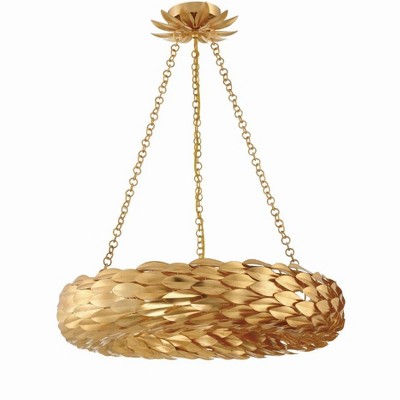 Antique Gold Crystal 6-Light Candle Chandelier