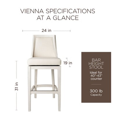 Vienna White Oak Swivel Bar Stool with Upholstered Seat