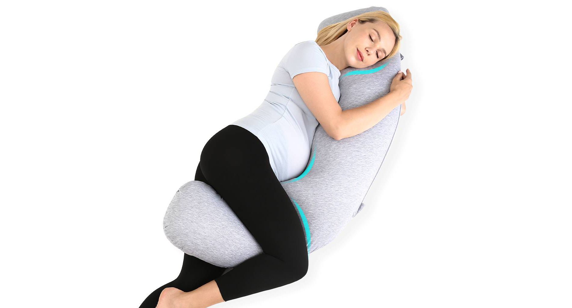Momcozyy J Shaped Maternity Body Pillow - Gray