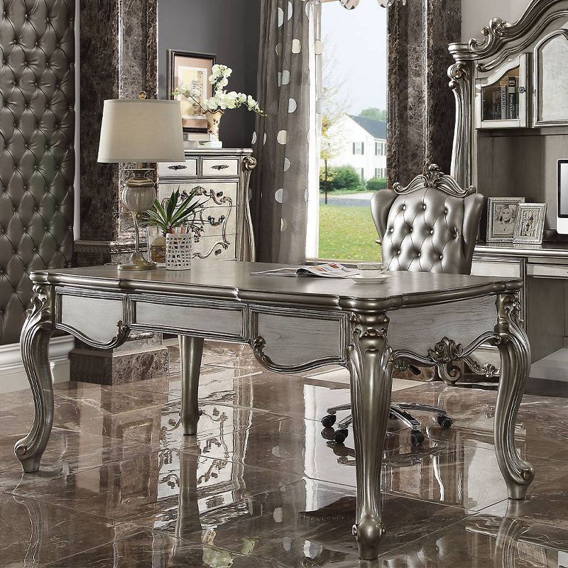 Versailles Executive Desk Antique Platinum - Acme Furniture, 3 of 8