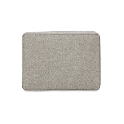 Beige Herringbone Upholstered Ottoman with Bun Legs