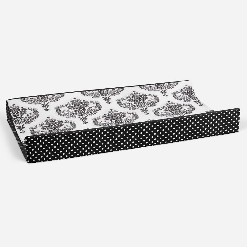 Bacati - Classic Damask White/Black changing Pad Cover, 4 of 11