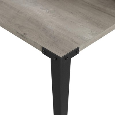 42" Grey Wash Industrial Secretary Desk with Hutch and Drawers