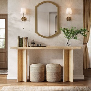 Hommoo Modern Console Table with Crossed Legs Beige - 1 of 4