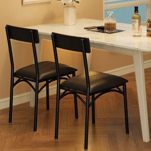 Dining Chairs Set of 2, Upholstered Dining Chairs with Back, PU Leather Kitchen Dining Chair for Kitchen, Living Room, Easy Assembly, Black - 1 of 4