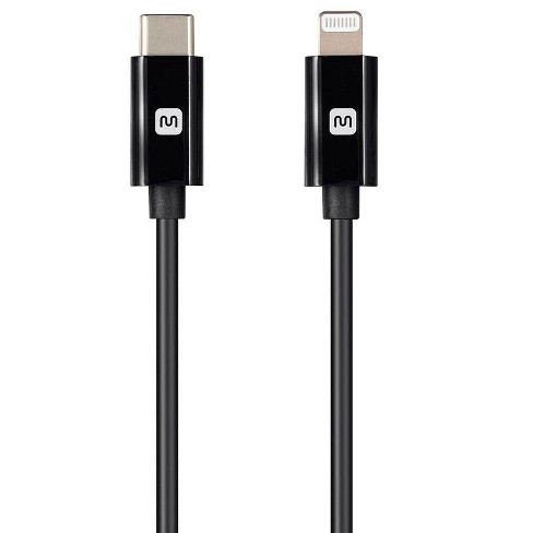 Monoprice Apple MFi Certified Lightning to USB Type-C and Sync Cable - 3 Feet - Black | Compatible with iPod, iPhone, iPad with Lightning Connector - image 1 of 4