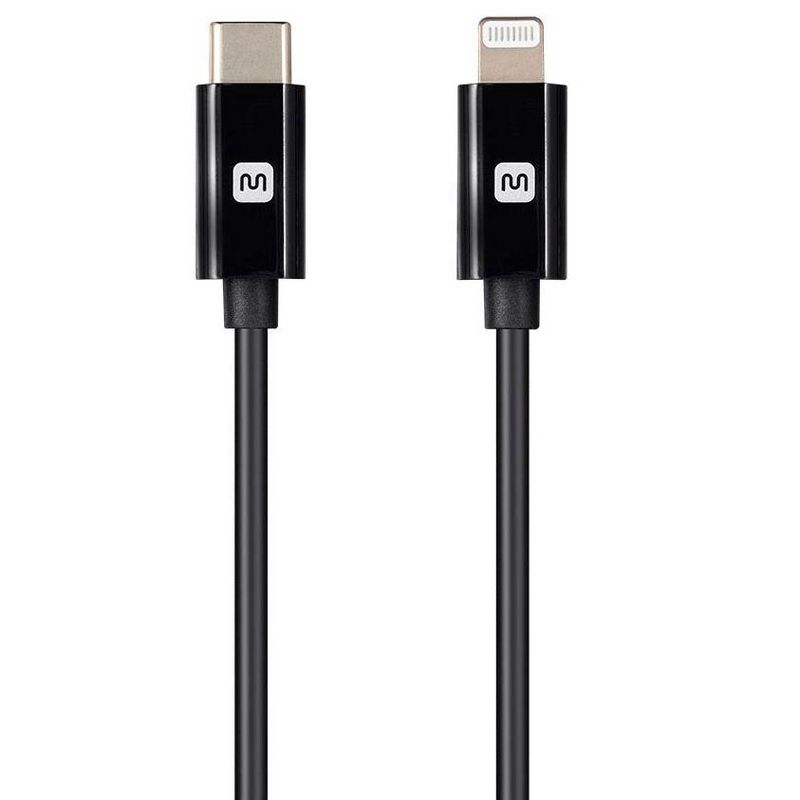 Monoprice Apple MFi Certified Lightning to USB Type-C and Sync Cable - 6 Feet - Black, Compatible with iPod, iPhone, iPad with Lightning Connector, 1 of 7