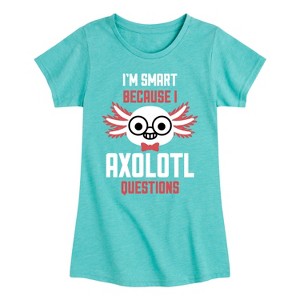 Girls' - Instant Message - Smart Axolotl Questions Fitted Short Sleeve Graphic T-Shirt - 1 of 4