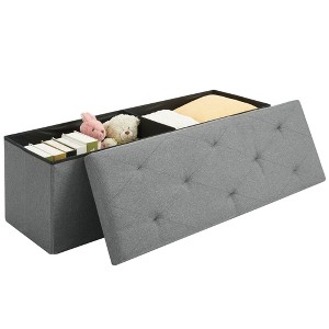 VECELO 46"/30"/15"/11.8" Folding Storage Ottoman Bench, Storage Chest, Linen Fabric Foot Rest Stool, Storage Footstools, Folding Storage Ottoman - 1 of 4