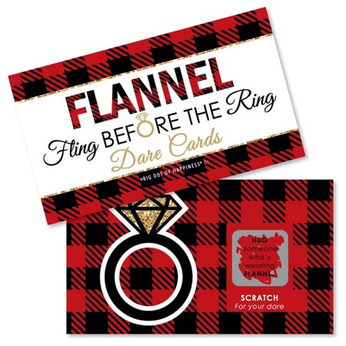 Big Dot of Happiness Flannel Fling Before the Ring - Buffalo Plaid Bachelorette Party Game Scratch Off Dare Cards - 22 Count - image 1 of 4