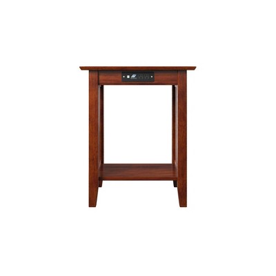 Walnut Mission Printer Stand with USB Charging Station