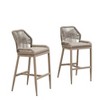 PURPLE LEAF Patio Sunbrella Bar Stools Set of 2 Handwoven Wicker Bar Height Stool Modern Aluminum Outdoor Wicker Barstools with Back and Cushion - 2 of 4