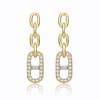 Luxurious 14K Yellow Gold Plated Triple Chain Mariner Anchor Link Drop Earrings Adorned with Sparkling Cubic Zirconia for a Nautical and Elegant Touch - 2 of 2