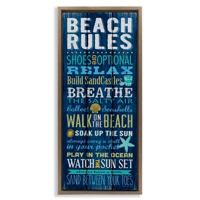 Stupell Industries Blue Planked Beach Rules Sign, 11" x 25"