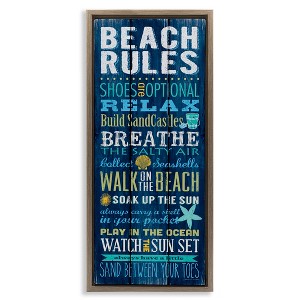 Stupell Industries Blue Planked Beach Rules Sign, 11" x 25" - 1 of 4