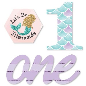 Big Dot of Happiness 1st Birthday Let's Be Mermaids - DIY Shaped First Birthday Party Cut-Outs - 24 Count - 1 of 4