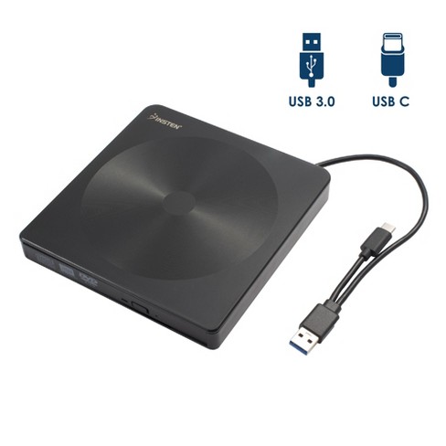 udrydde klæde sidde Insten Portable Slim External Dvd Optical Drive With Usb 3.0/c, Cd +/- Rw  Writer, Player & Burner For Hp Laptop Desktop Pc Windows Macbook Air/pro :  Target